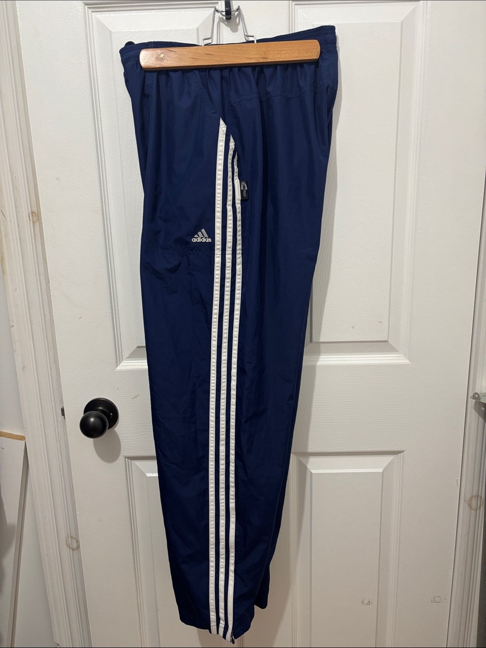 adidas Y2K Navy Track Pants with White Triple Stripes